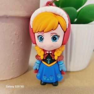 Disney Frozen Anna Keychain Charm Red Hooded Outfit Blue Dress NEW Collectible